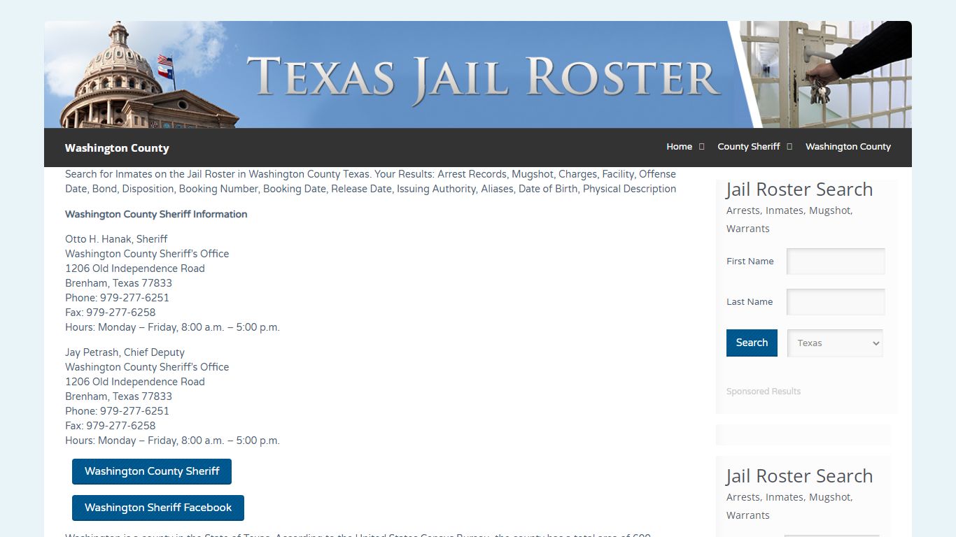 Washington County | Jail Roster Search